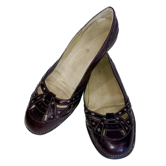 Aerosoles Women's Copenhagen Burgundy Brown Leather Flats Comfort Soles Size 10 - Picture 1 of 11